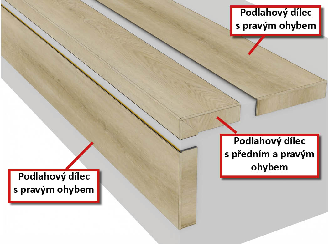 Schema schodu s bocnimi ohyby BUKOMA Dub Pískový Elegance